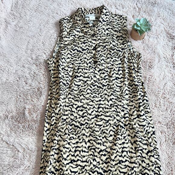 Gerard Darel Sleeveless Partial-Button Front Abstract Print Dress Size: US 10 - Picture 1 of 16